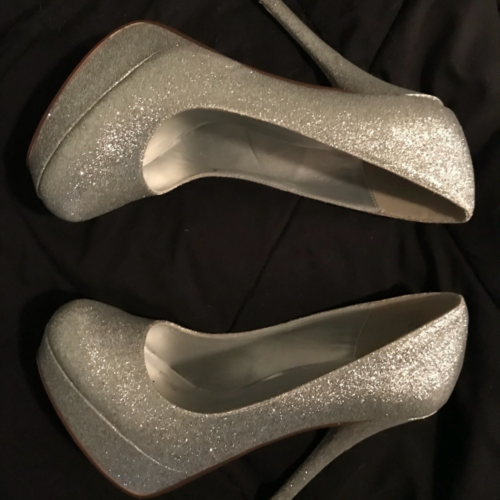 Silver sparkly heels
